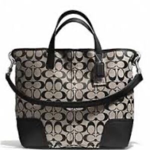 Coach Hadley Signature Tan/Black Duffle Tote Bag A1480-F28981